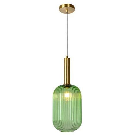 Lucide - Lampadario a sospensione, 40 W, colore: Verde, ottone satinato