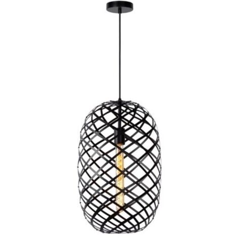 Lucide - Lampadario a sospensione, in metallo, 60 W, colore: Nero