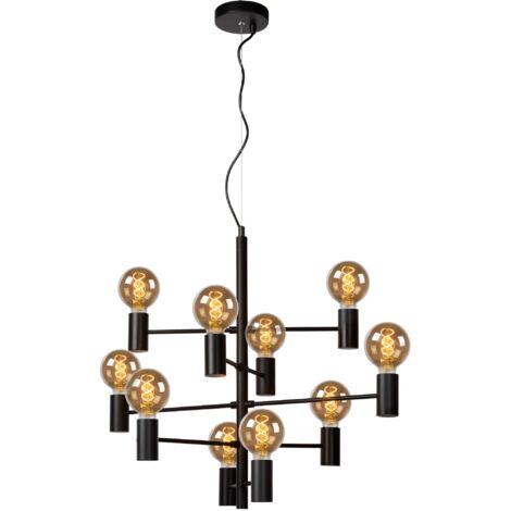 Lucide LEANNE - Pendelleuchten - Ø 65 cm - 10xE27 - Schwarz