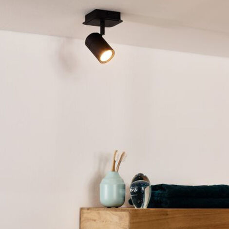 Lucide LENNERT - Deckenstrahler Badezimmer - LED Dim. - GU10 - 1x5W 3000K - IP44 - Schwarz