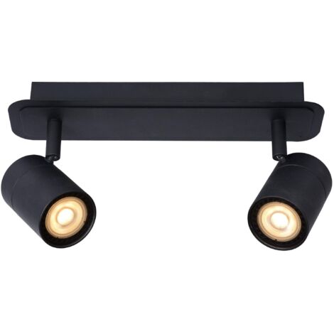 Lucide LENNERT - Deckenstrahler Badezimmer - LED Dim. - GU10 - 2x5W 3000K - IP44 - Schwarz