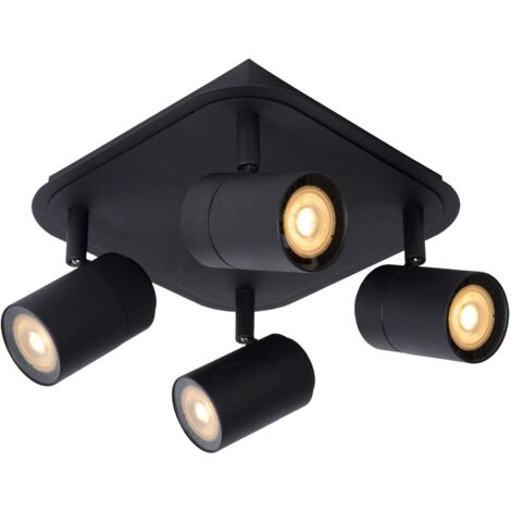 Lucide LENNERT - Deckenstrahler Badezimmer - LED Dim. - GU10 - 4x5W 3000K - IP44 - Schwarz