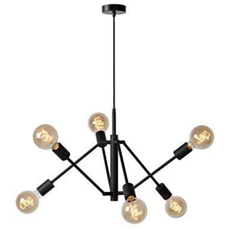 Lucide Lester - Lampada a sospensione - 6xE27 - Nero