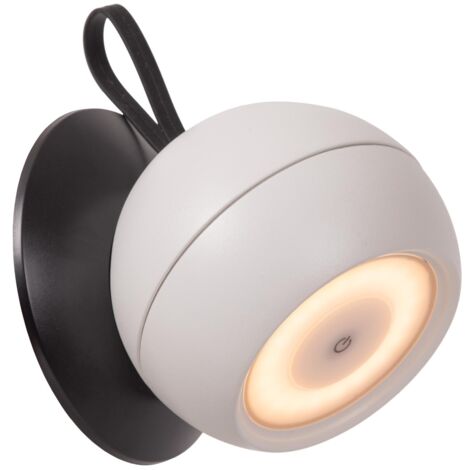 Lucide LUNEX - wiederaufladbare Wandleuchte Innen/Außen - Akku/Batterie - LED Dim. - 1x2W 3000K - IP54 - Magnetisch - Weiß