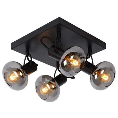 Lucide Madee plafoniera nera vetro 4xE14 25W dimmerabile 23cm