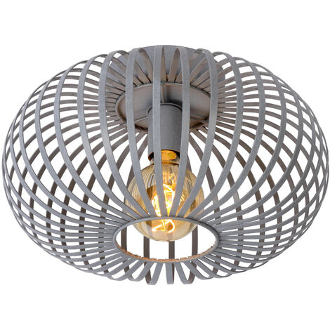 Lucide MANUELA - Flush Ceiling Light - Ø39.5cm- 1xE27 - Grey