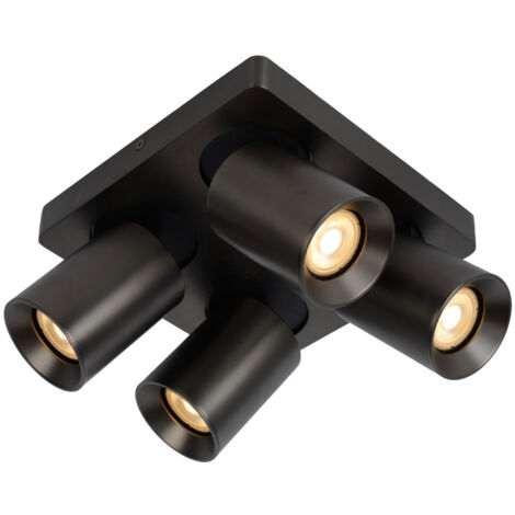 Lucide NIGEL - Ceiling Spotlight - LED Dim to warm - GU10 - 4x5W 2200K/3000K - Black Steel