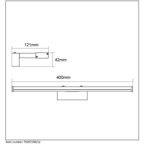 Lucide Onno-LED lampada da parete bagno 1 X 8 W 3000 K IP44 cromo opaco, Alluminio, integrato, 8 W, Cromo Satinato, 40 x 12 x 4 cm