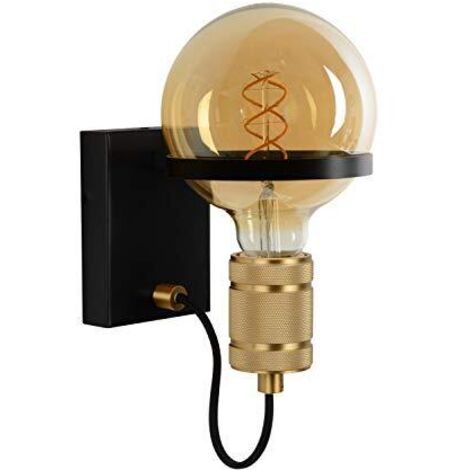 LUCIDE OTTELIEN Lampada da Parete 60 W, Nero, Ottone Satinato