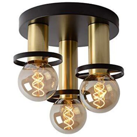 Lucide - Plafoniera da soffitto in acciaio, 180 W, colore: Nero ottone satinato