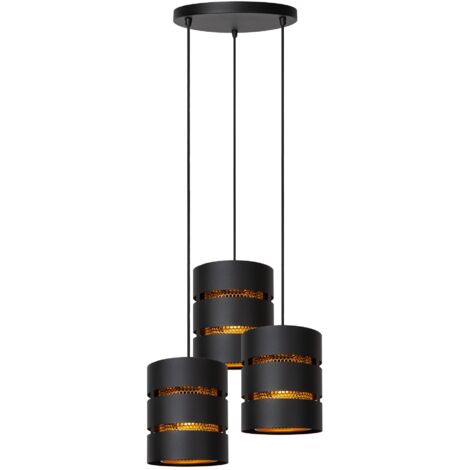 Lucide ROSAS - Pendelleuchten - Ø 43 cm - 3xE27 - Schwarz