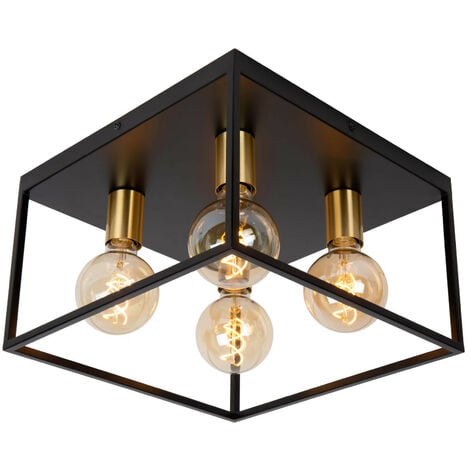 Lucide RUBEN - Flush Ceiling Light - 4xE27 - Black