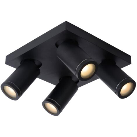 Lucide TAYLOR - Deckenstrahler Badezimmer - LED Dim to warm - GU10 - 4x5W 2200K/3000K - IP44 - Schwarz