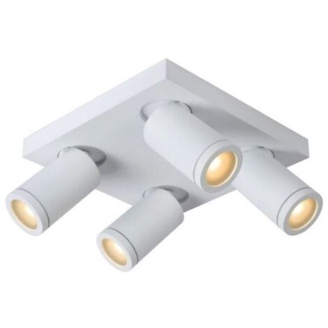 Lucide TAYLOR – Faretto da soffitto per bagno – LED Dim to Warm – GU10 – 4 x 5 W 2200 K – 3000 K – IP44 – Bianco