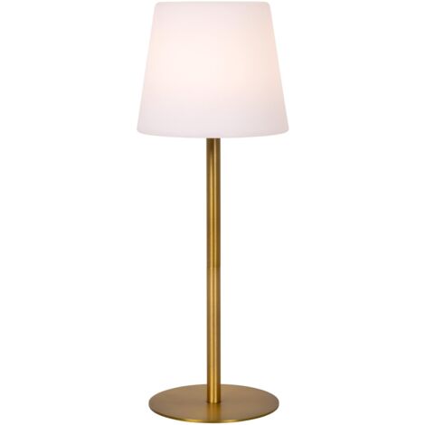 Lucide TYON - wiederaufladbare Tischlampe Innen/Außen - Akku/Batterie - Ø 15 cm - LED Dim. - 1x2W 2700K - IP65 - Mattes Gold / Messing