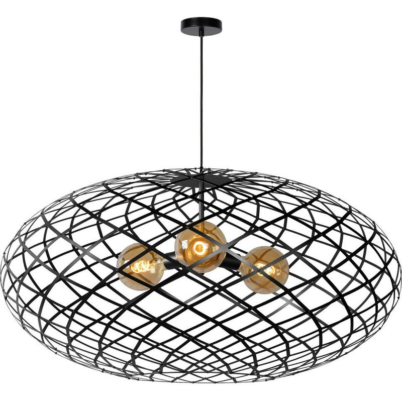 Lucide - wolfram - Pendant light - ø 100 cm - 3xE27 - Black