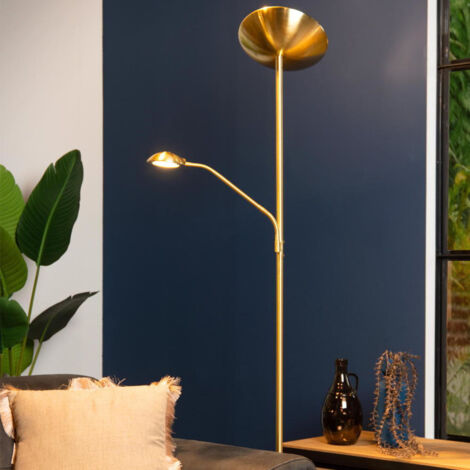 Lucide ZENITH - Stehlampe Mit Leselampe - LED Dim. - 3000K - Mattes Gold / Messing