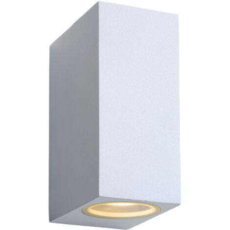 Lucide ZORA-LED - Rectangle Up Down Wall Spotlight Outdoor - LED Dim. - GU10 - 2x5W 3000K - IP44 - White