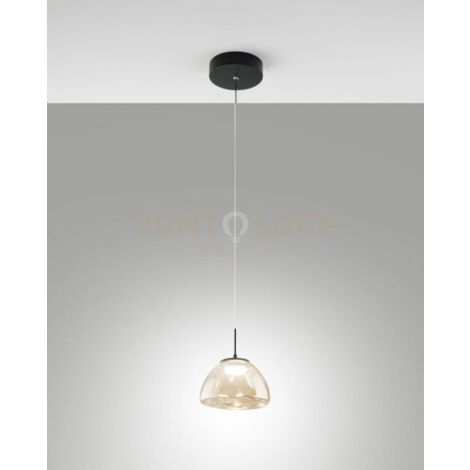 LUCILLE SOSPENSIONE COGNAC 1 LUCE IN VETRO A LED CCT 2700K - 3000K - 4000K- 8W - 750 lm DIMMERABILE