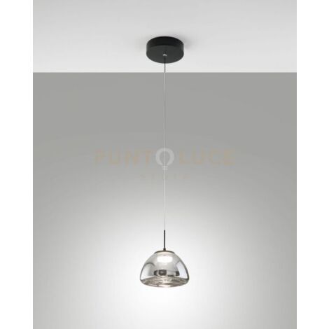 LUCILLE SOSPENSIONE FUME' 1 LUCE IN VETRO A LED CCT 2700K - 3000K - 4000K- 8W - 750 lm DIMMERABILE