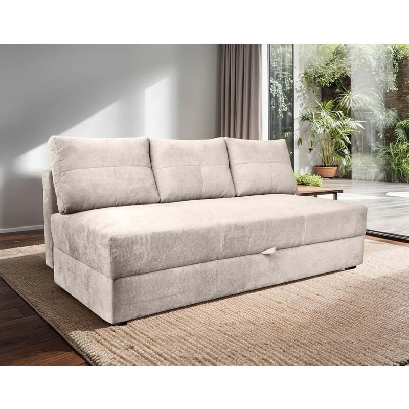 Lucina - canapé droit 3 places - convertible avec coffre - en velours