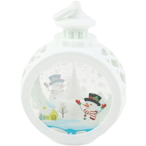 LUCKDANO Retro-LED-Kerze aus Glas und Kunststoff, für die weihnachtliche Heimdekoration, langlebige LED-Lampe für Weihnachten (Weißer Schneemann)