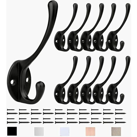LUCKY-88-10 Pcs Pat��re Porte Manteau Murale Vintage Crochet M��tal De Porte Chapeau Crochet R��tro pour Porte-Manteau Salle de Bain Cuisine (Noir)