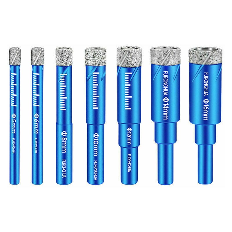 7 PCS Foret à Sec Diamant, 5/6/8/10/12/14/16mm Perceuse à Carreaux Secs, Forets Diamantés Ouvre-Trou pour Céramique, Verre, Porcelaine, Carrelage