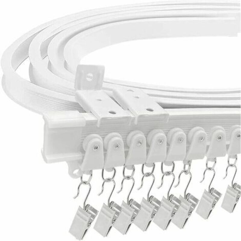 Lucky-88 - Tringle à rideaux, Rail de rideau de plafond flexible pour baie vitrée, environ 5 m, pliable courbe support mural en plastique robuste