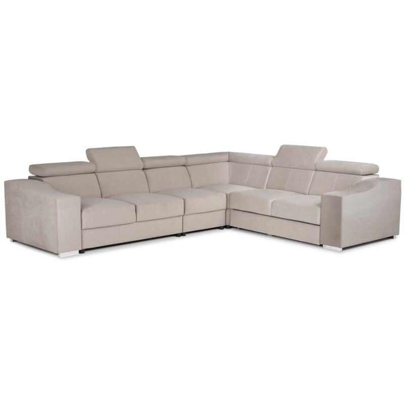 Mobilier Deco - lucky - Canapé d'angle convertible réversible en velours beige