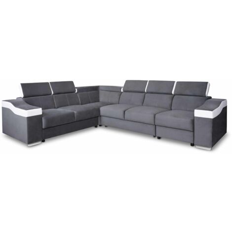 Canapé D’angle 8 Places En Microfibre Gris Clair – Réversible Et Amovible, Occasion