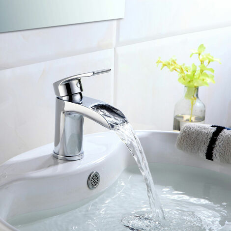 Lucy Contemporary Chrome Waterfall Basin Mono Mixer Tap & Waste