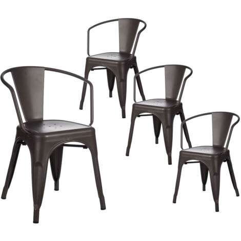 LUCY - Lot de 4 Chaises Métalliques Gris Anthracite