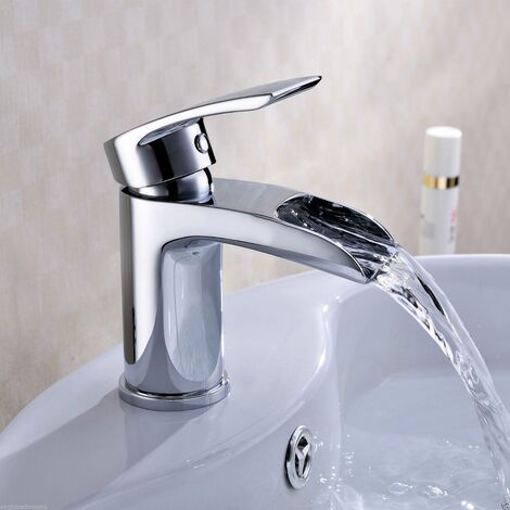 Lucy Modern Waterfall Chrome Bathroom Basin Mono Mixer Tap