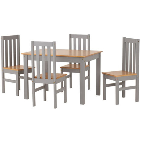 Ludlow 1+4 Dining Set - Grey/Oak Lacquer