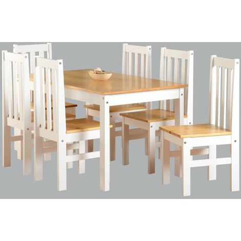 Ludlow 1+6 Dining Set - White/Oak Lacquer
