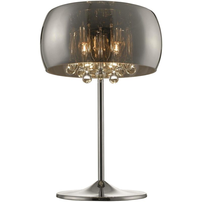 Spring Lighting - 3 Light Table Lamp Chrome, Copper, Crystal with Smoked Glass Shade, G9