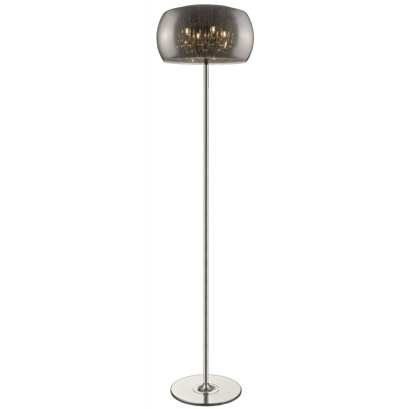 Spring Lighting - 4 Light Floor Lamp Chrome, Crystal with Smoked Glass Shade, G9