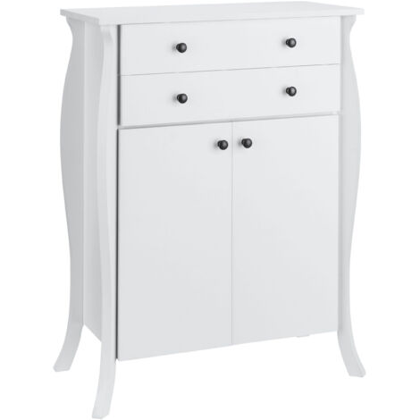 Ludwig-Armoire avec 2 Portes et 2 Tiroirs en Planche Partical Blanc