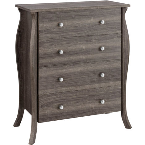 Ludwig-Commode à 4 tiroirs en planche particale Chêne gris