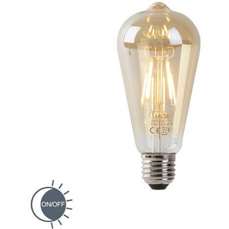 LUEDD Ampoule LED E27 ST64 dorée avec détecteur crépusculaire 4W 400 lm 2200K