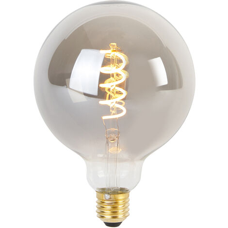 LUEDD Bombilla LED E27 regulable filamento retorcido G125 ahumado 4W 120lm 1800K