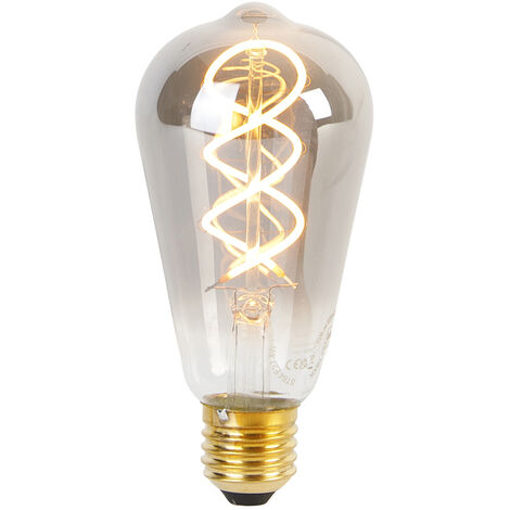 LUEDD Bombilla LED E27 regulable filamento retorcido ST64 ahumado 120lm 1800K