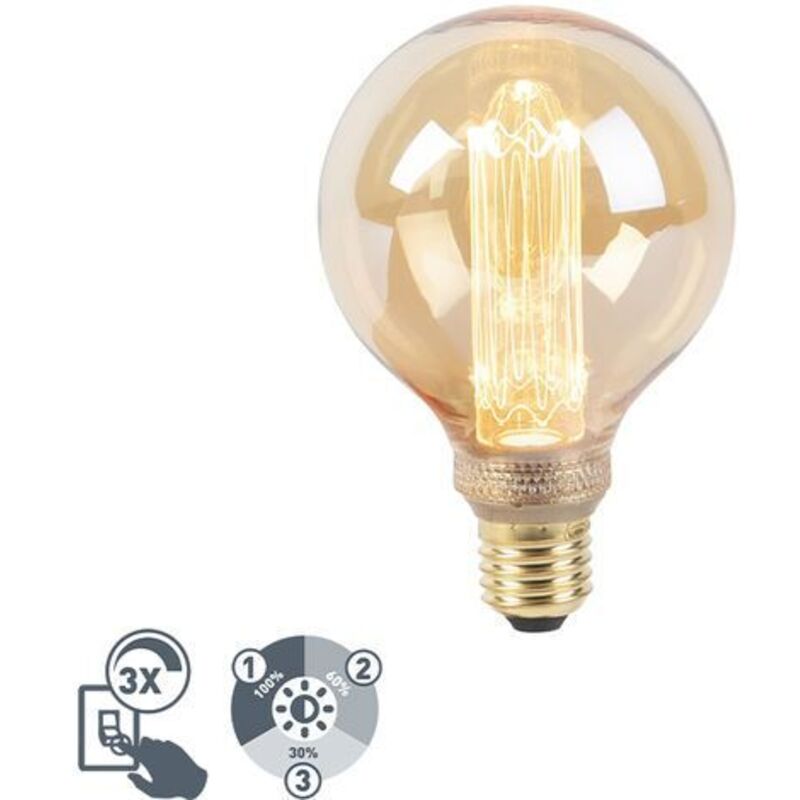 LUEDD Ampoule LED G95 E27 5W 1800K ambre à 3 niveaux de luminosité LUEDD Ampoule LED G95 E27 5W 1800K ambre à 3 niveaux de luminosité