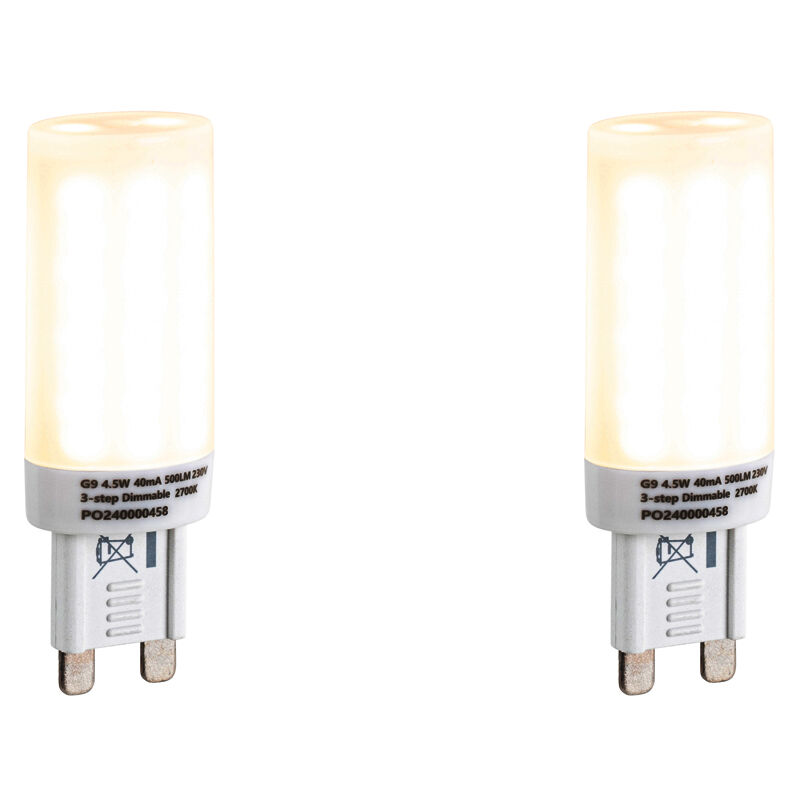 Lot de 2 Ampoule led dimmables G9 3 niveaux opale 4,5W 500lm 2700K - Luedd Lot de 2 Ampoule led dimmables G9 3 niveaux opale 4,5W 500lm 2700K - Luedd