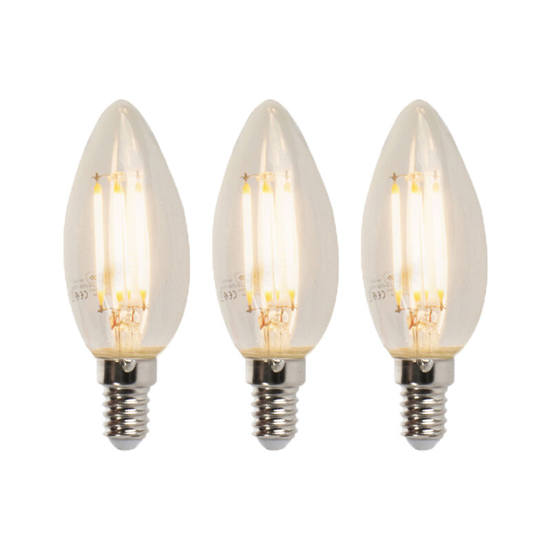 Luedd - Lot de 3 lampes bougies LED E14 dimmables B35 5W 360lm 2700K