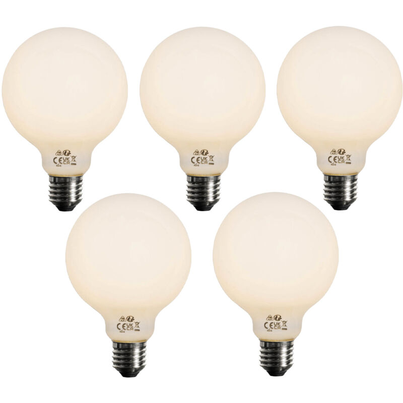 Luedd - Lot de 5 Ampoule led E27 à intensité variable 3 niveaux, verre opale G95, 4 w, 450 lm, 2700 k Luedd - Lot de 5 Ampoule led E27 à intensité variable 3 niveaux, verre opale G95, 4 w, 450 lm, 2700 k