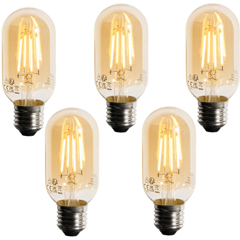 Lot de 5 Ampoule led E27 dimmable dorée T45 4W 300 lm 2200K - Luedd