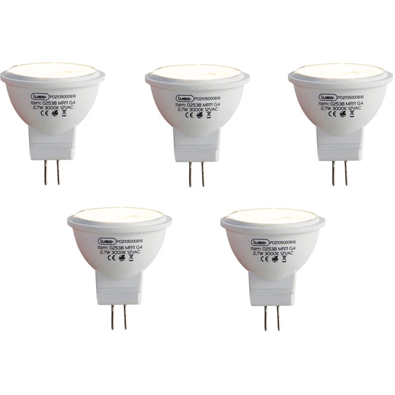 Luedd - Lot de 5 Ampoule led G4 MR11 2,7 w 210 lm 3000 k 12 v