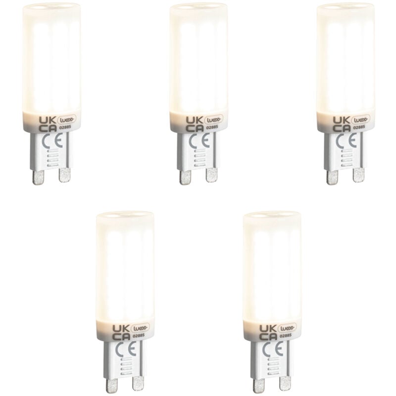 Lot de 5 Ampoule led G9 à intensité variable 3 niveaux, opale, 4,5 w, 500 lm, 4000 k - Luedd